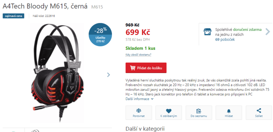 Herní sluchátka A4Tech Bloody M615 