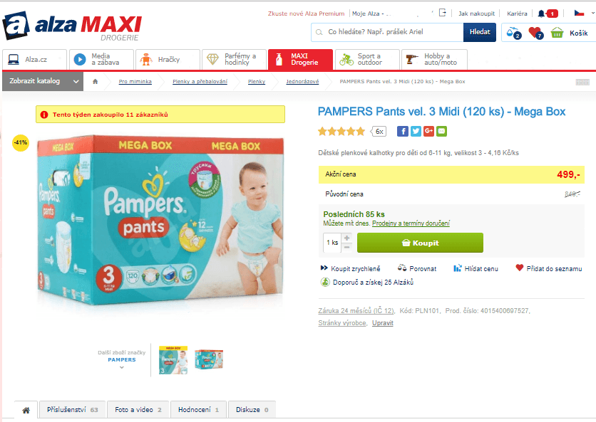 Plenky Pampers Pants 3 (6-11 kg), 120ks