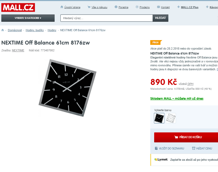 Nástěnné hodiny Nextime Off Balance 61cm
