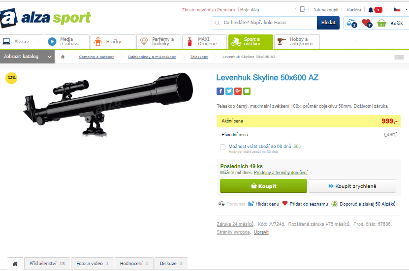 Teleskop Levenhuk Skyline 50x600 AZ