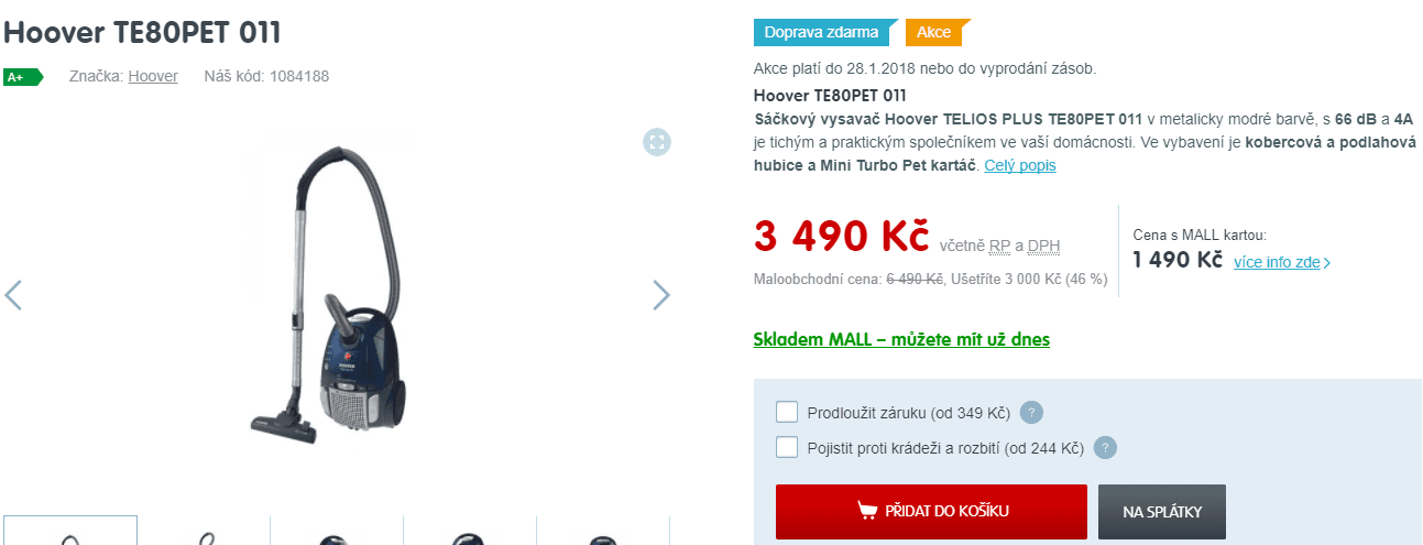 Sáčkový vysavač Hoover TELIOS PLUS