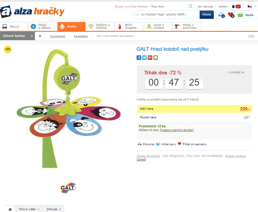 Galt hrací Kolotoč nad postýlku