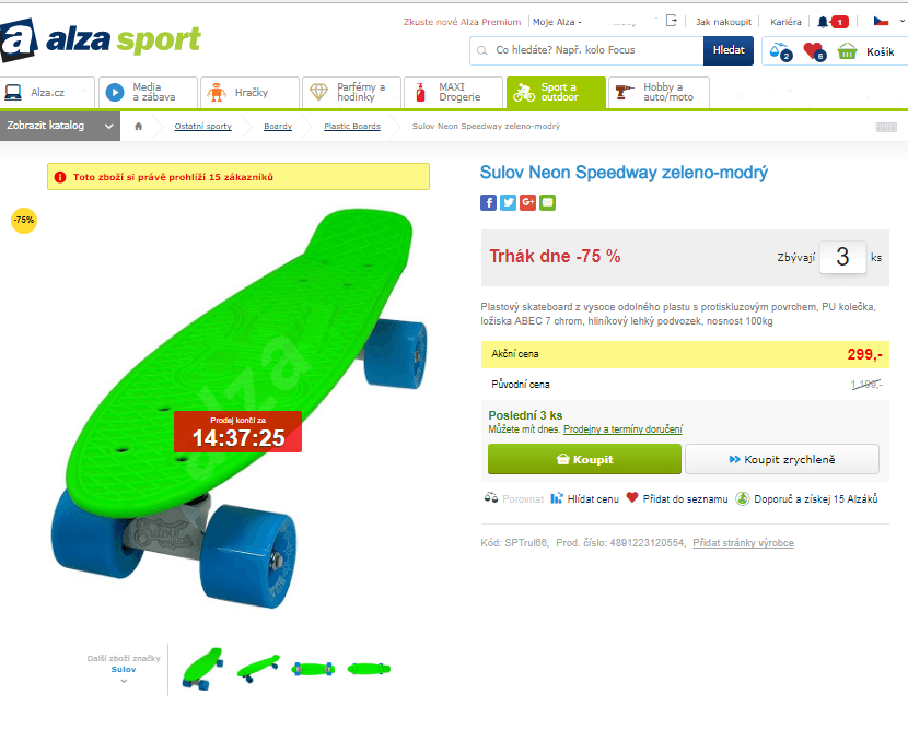 Plastový skateboard Sulov Neon Speedway