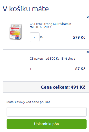 Benu.cz - sleva 15% na produkty GS