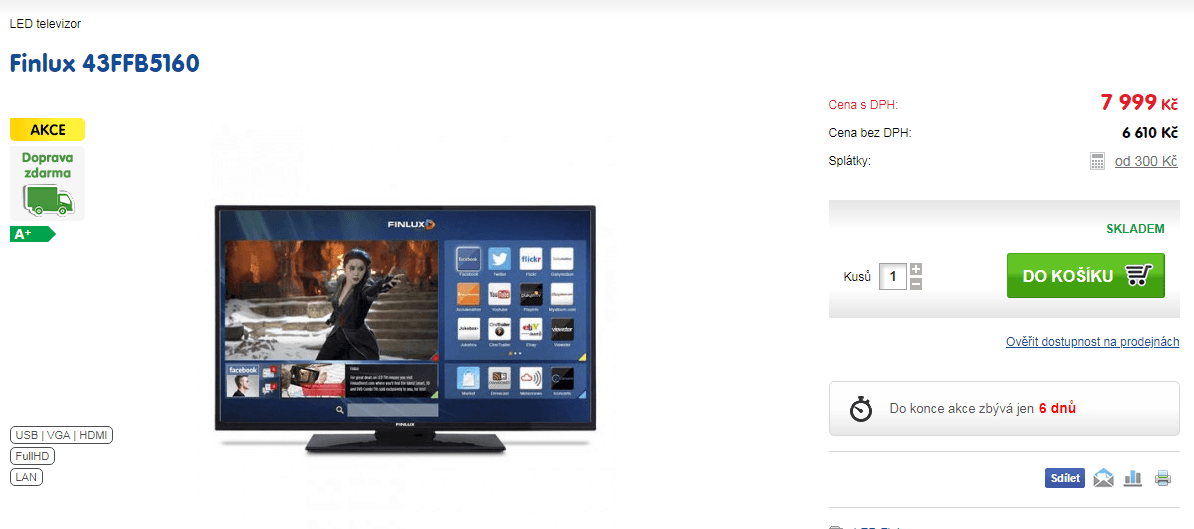 Full HD TV, Smart, 109cm, Finlux