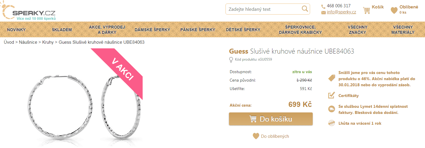 Kruhové náušnice Guess