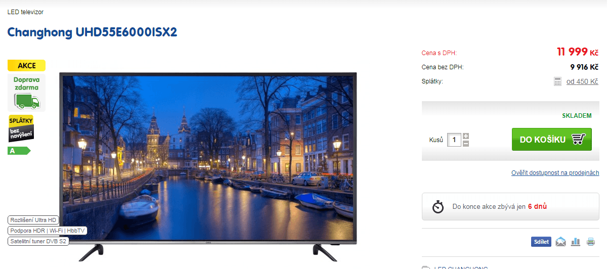 Ultra HD TV, HDR, Smart, 139cm, Changhong