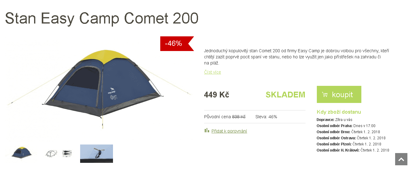 Stan pro 2 Easy Camp Comet 200