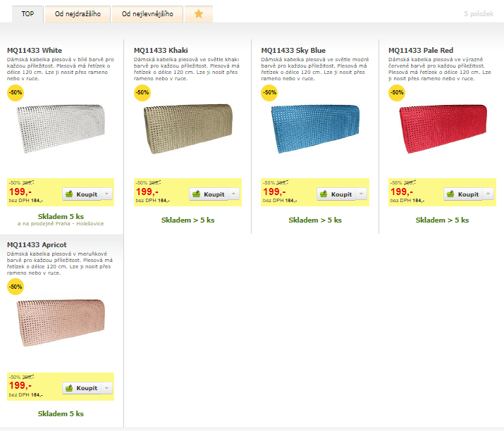 Plesové kabelky s řetízkem, 24 x 9cm