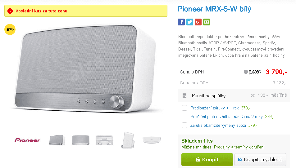 BT reproduktor Pioneer MRX-5, Wifi