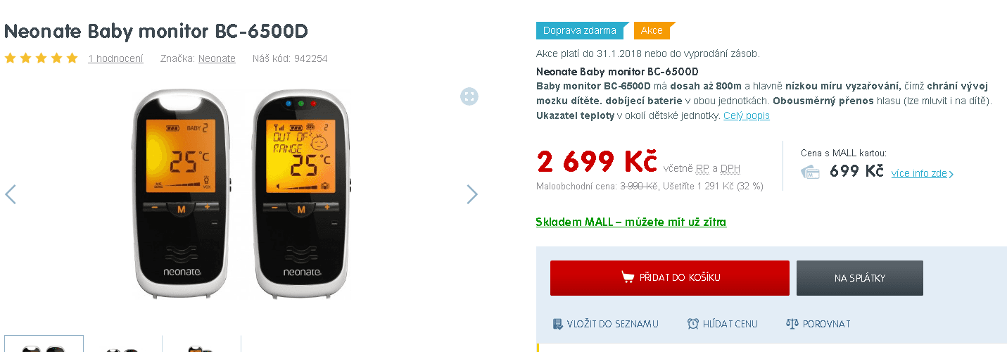 Digitální obousměrná chůvička Neonate 