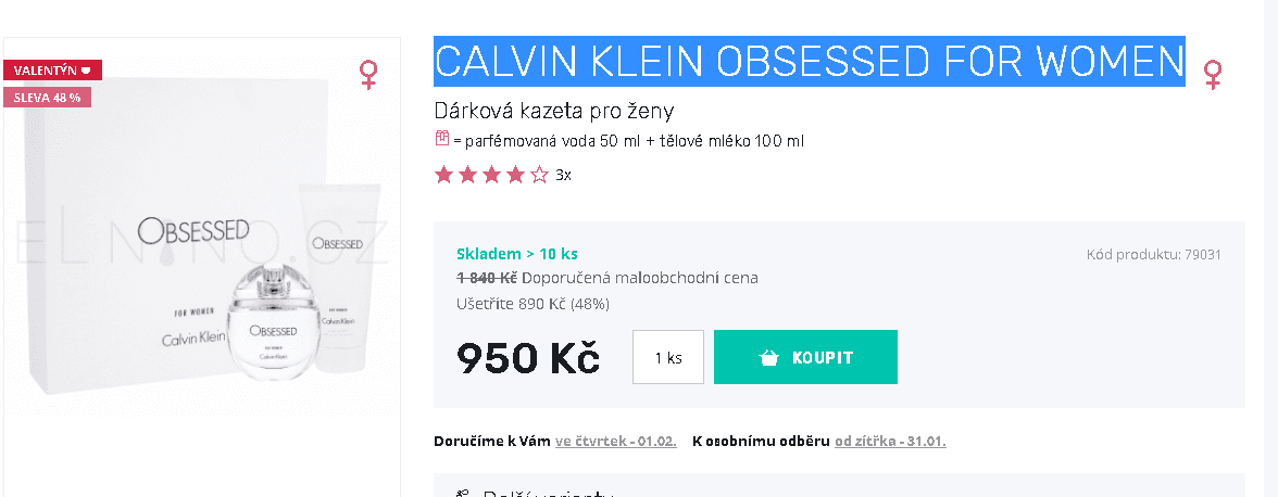 Dárková sada Calvin Klein Obsessed, 50+100ml