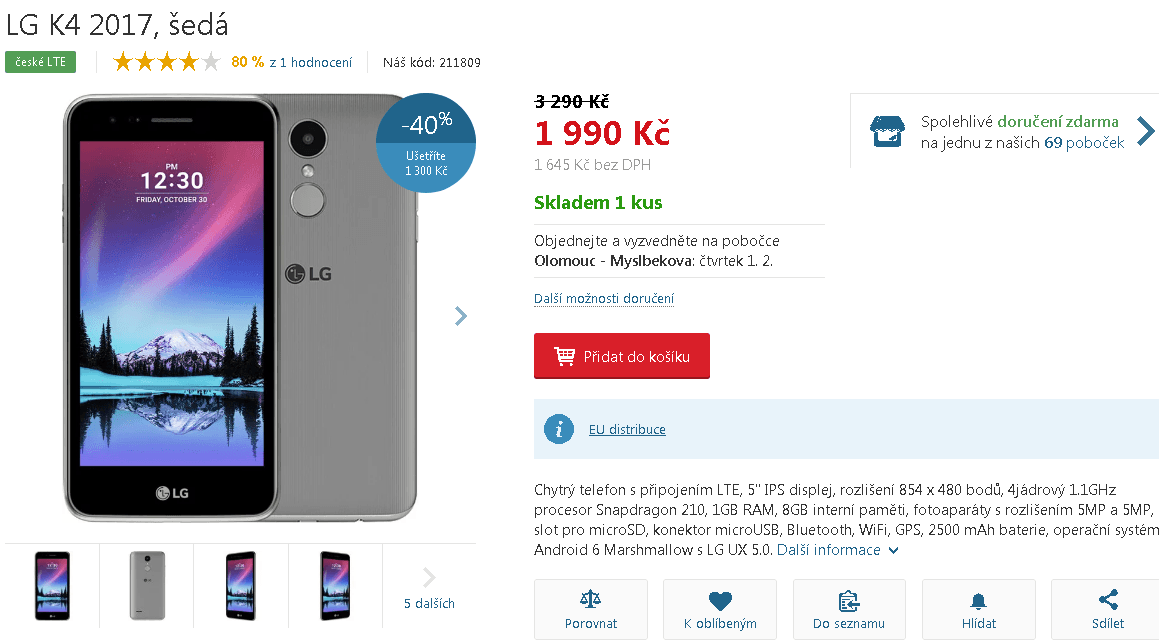 LG, 4x 1,1GHz, 1GB RAM, 5", LTE