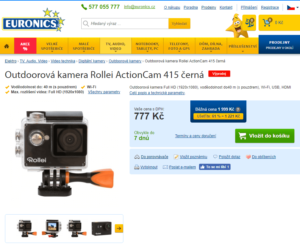 Akční kamera Rollei 415, Wifi