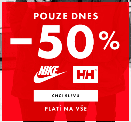 Sleva 50% na Nike a Helly Hansen