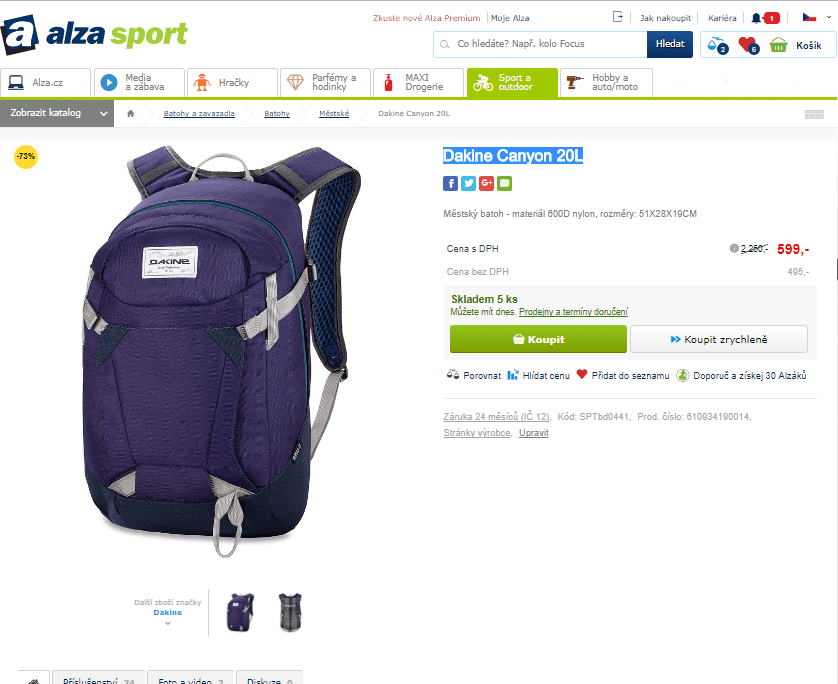 Městský batoh Dakine Canyon 20l