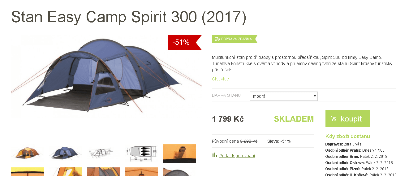 Stan Easy Camp Spirit 300 pro 3 osoby