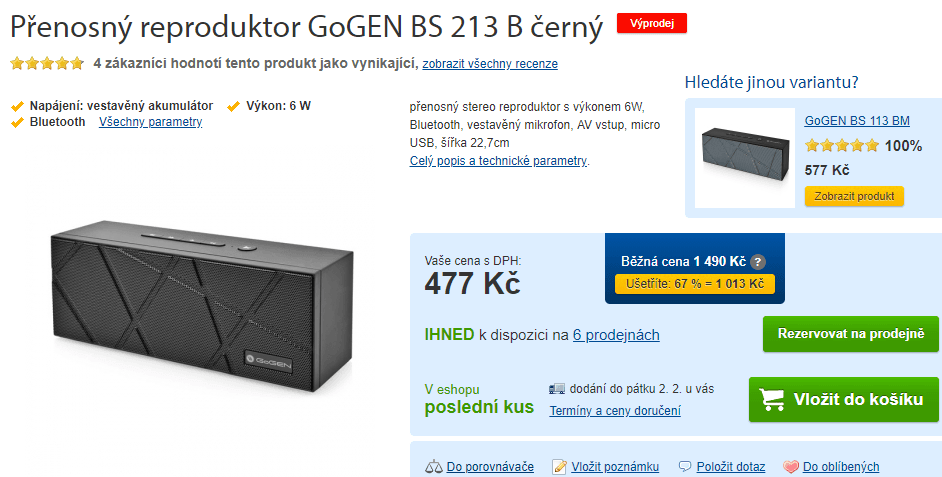 Bezdrátový reproduktor Gogen 