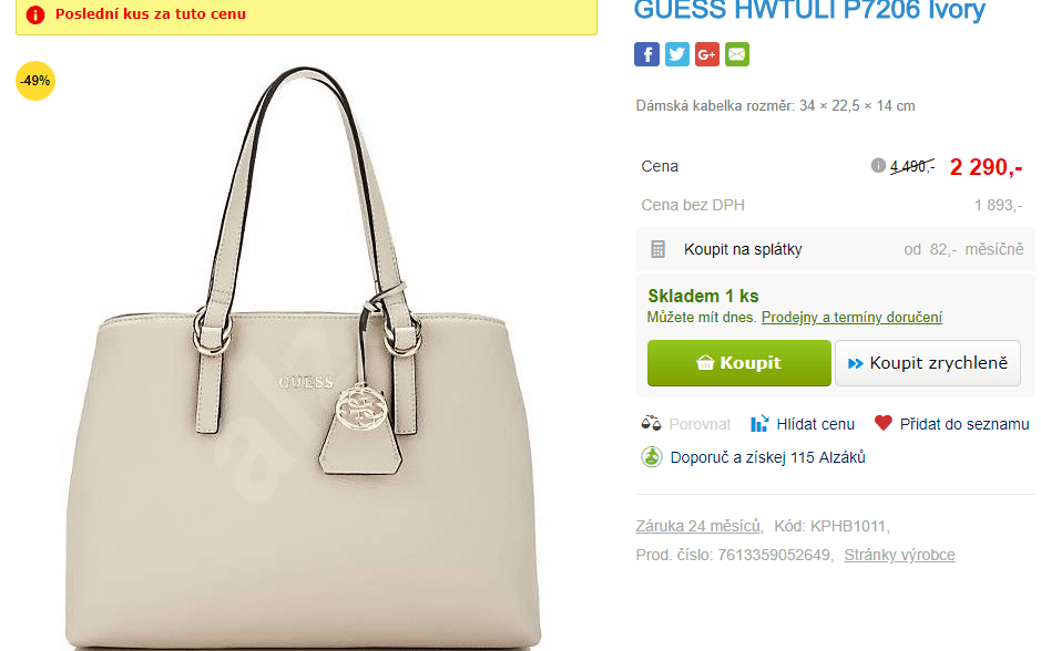 Dámská kabelka GUESS Ivory