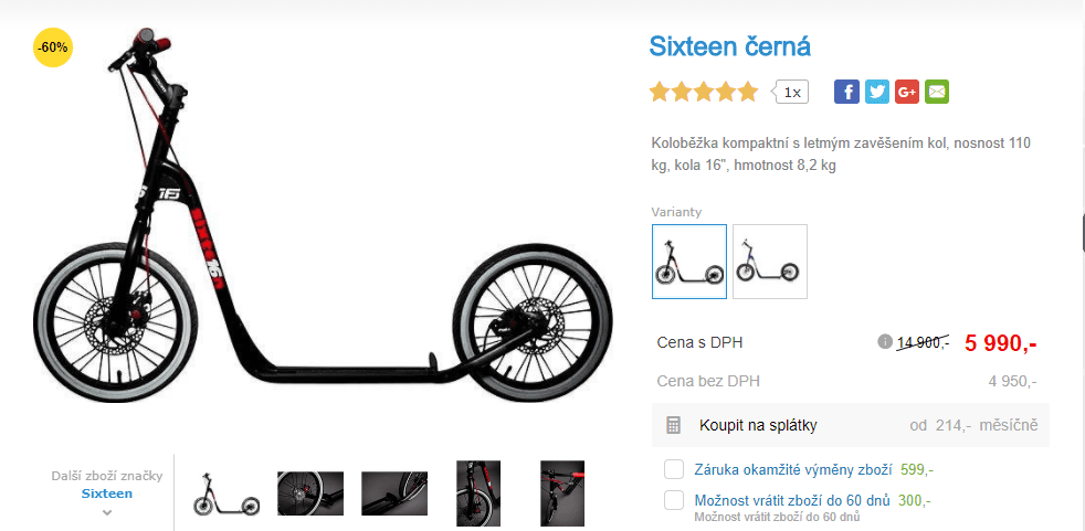 Koloběžka pro dospělé Sixteen 