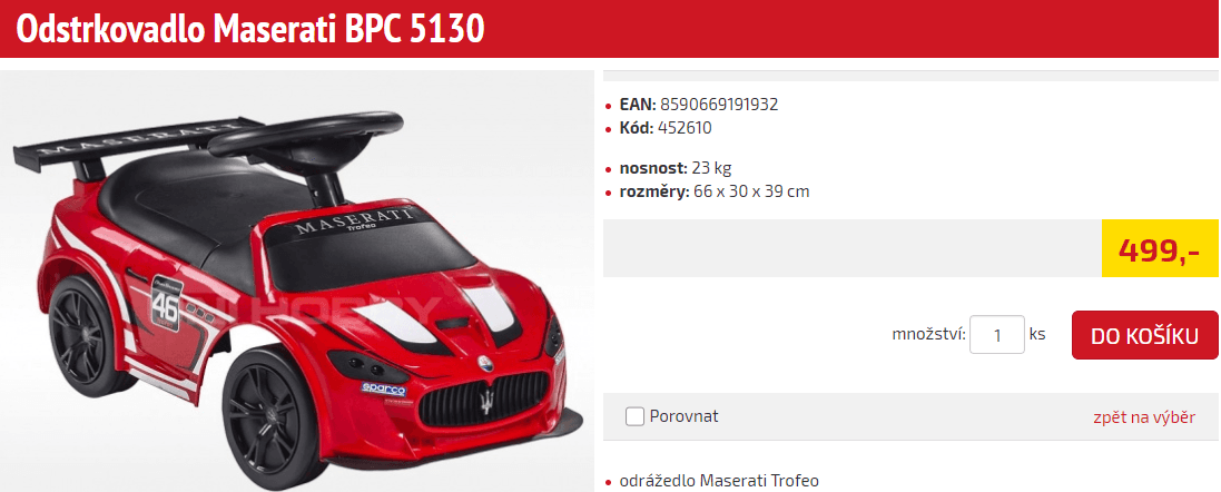 Odrážedlo Maserati BUDDY TOYS 