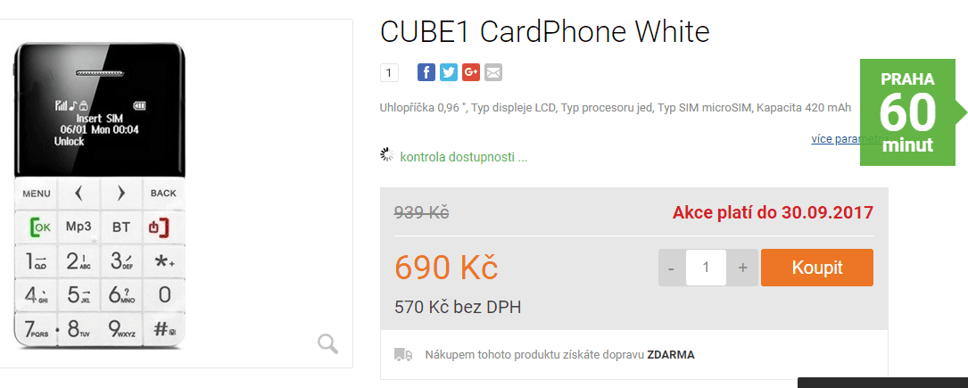 Klasický mobil CUBE1 CardPhone
