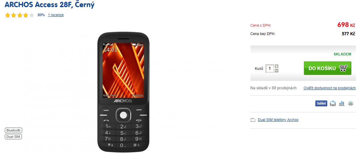 Klasický tlačítkový telefon ARCHOS Access