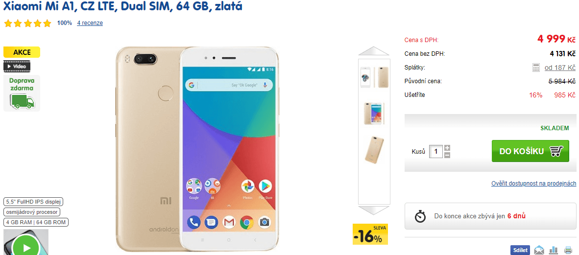 Xiaomi, 8x 2GHz, 4GB RAM, 64GB, 5,5"