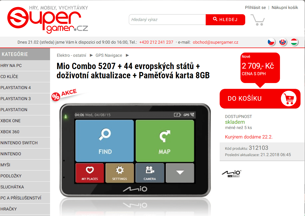 Navigace a autokamera v 1 - Mio Combo 5207