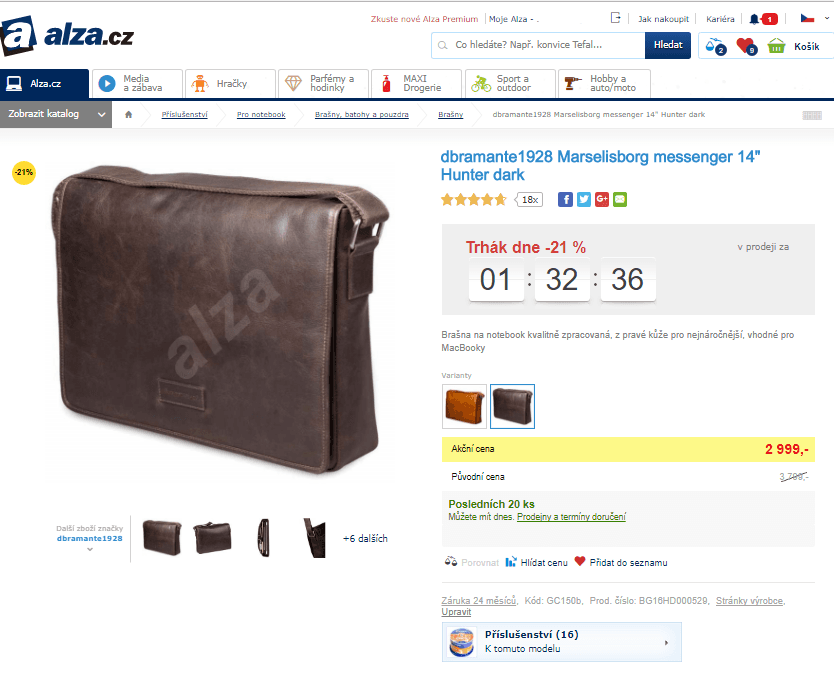 Kožená brašna D. Bramante 14" hnědá