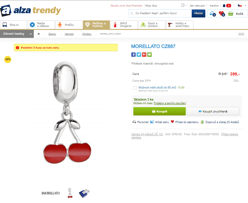 Přívěsek Morellato DROPS Cherry CZ887