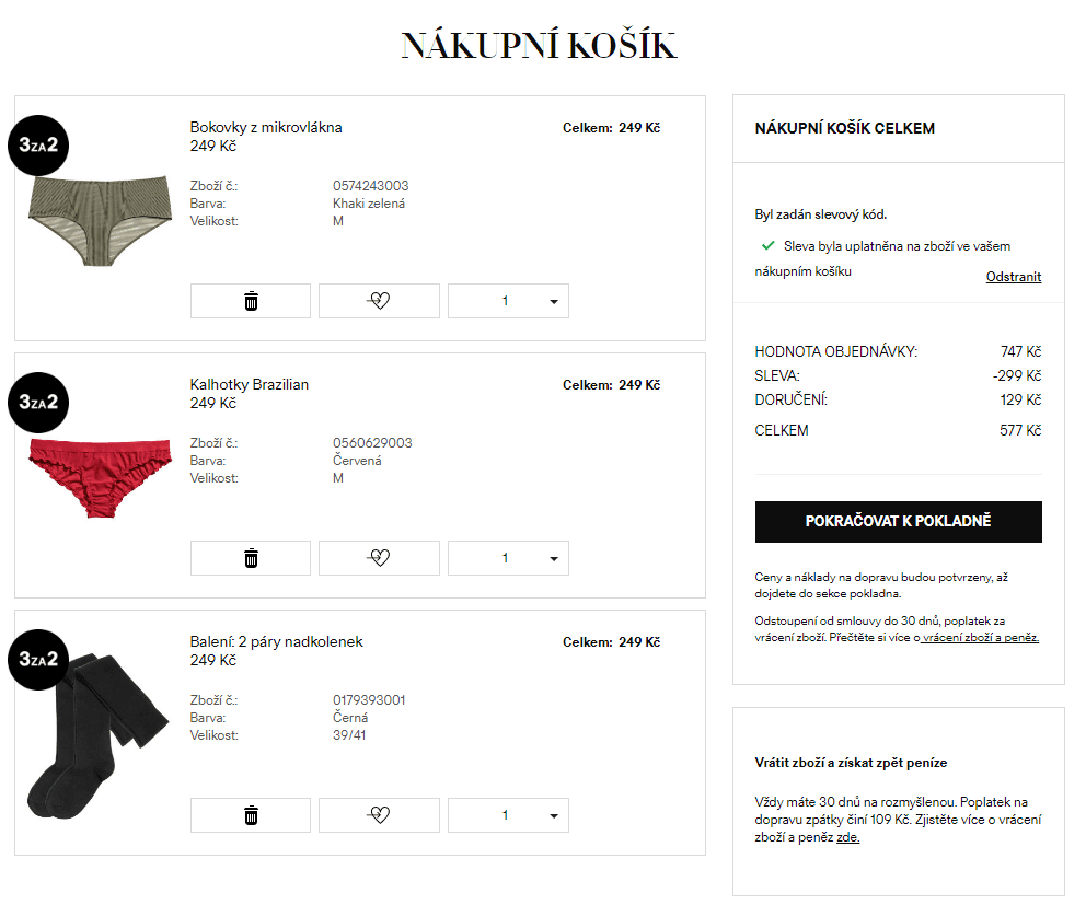 H&M - spodní a noční prádlo 3za2