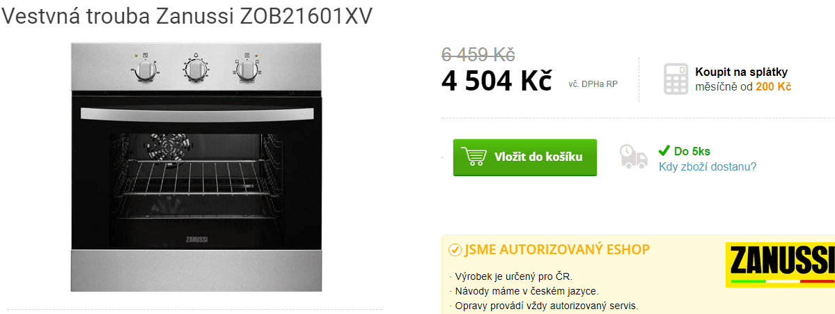 Vestavná trouba Zanussi, gril