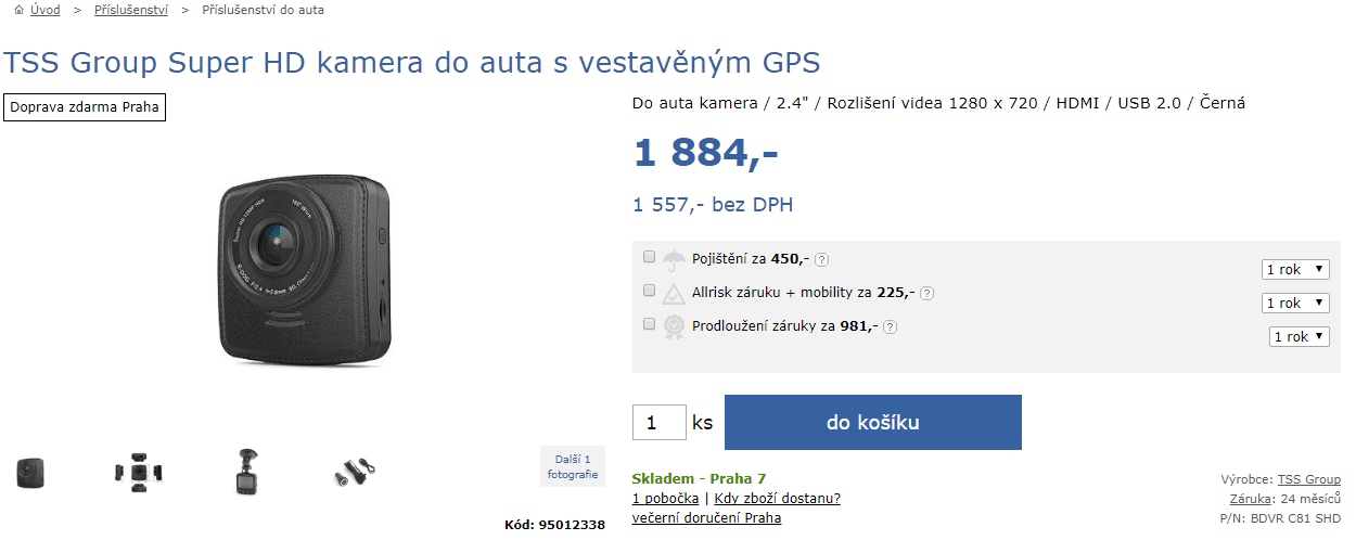 Kamera do auta BDVR C81, HD, super funkce