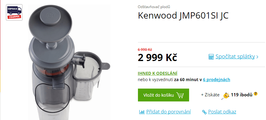 Šnekový odšťavňovač Kenwood JMP 601
