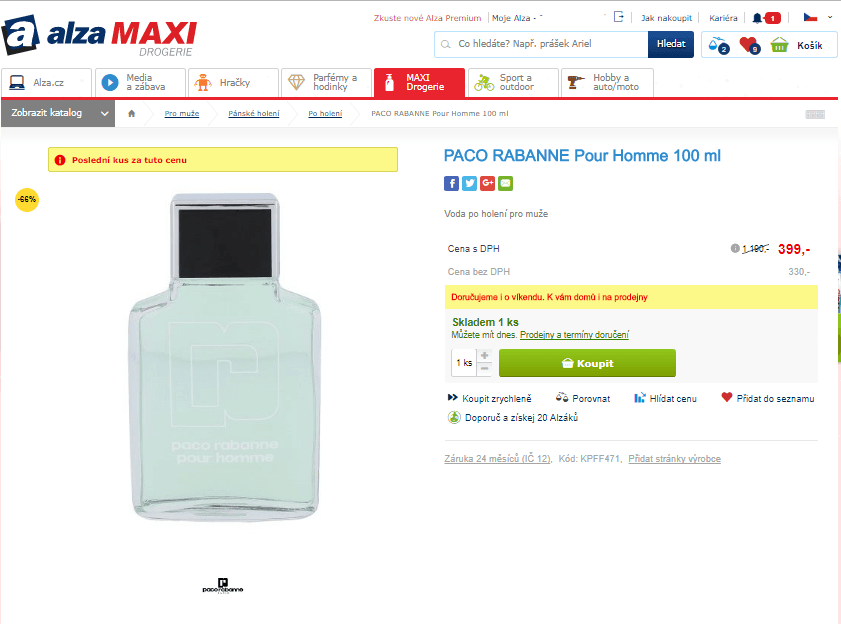 Voda po holení PACO RABANNE 100 ml