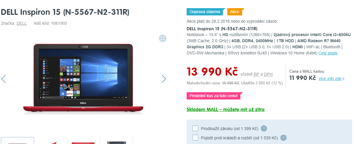 Dell, i3 2GHz, 4GB RAM, 2GB grafika, 15,6"