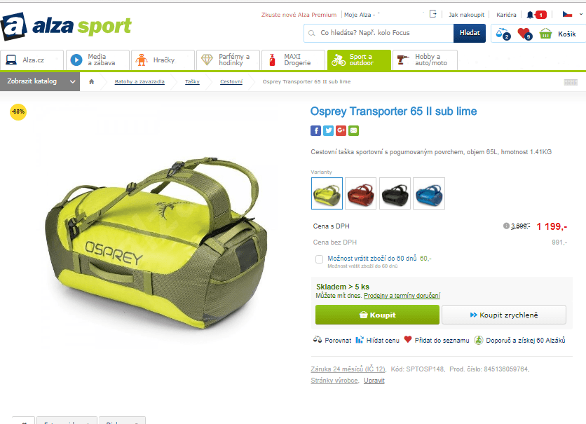 Cestovní taška Osprey Transporter 65 II