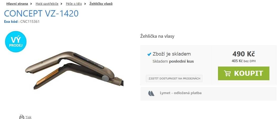 Žehlička na vlasy s arganovým olejem Concept 