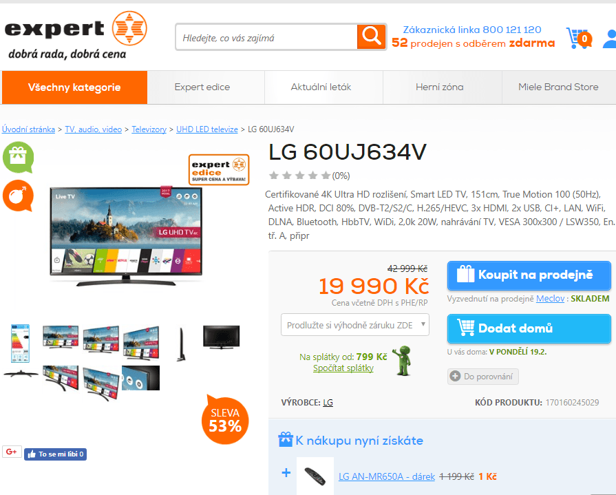 4K LED TV, Smart, 151 cm, LG