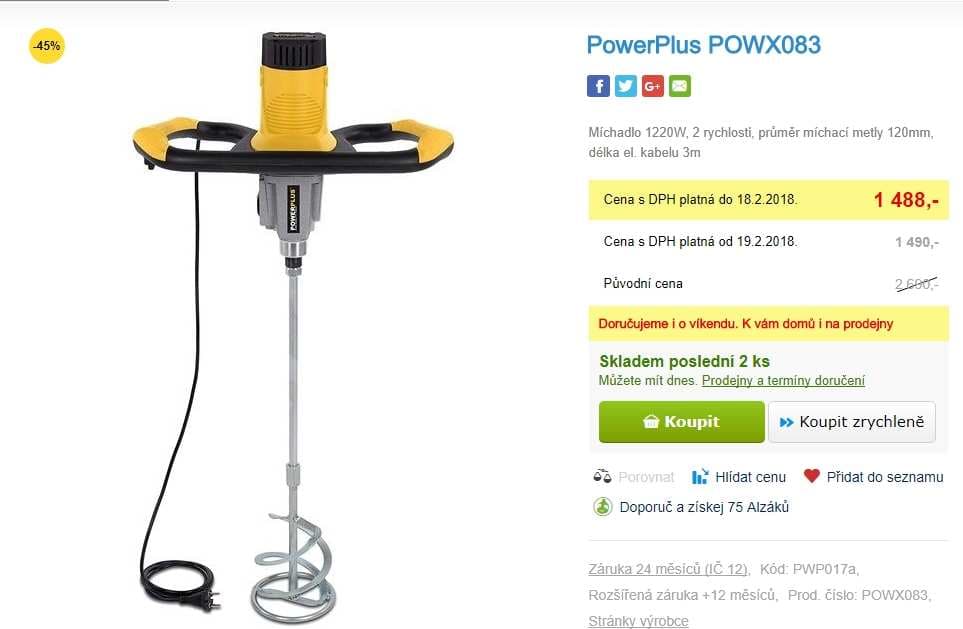El. míchadlo Powerplus, 2 rychlosti