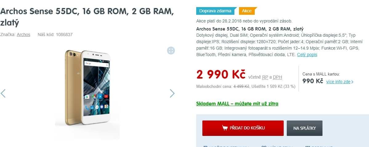 Archos, 4x 1,5GHz, 2GB RAM, 5", 
