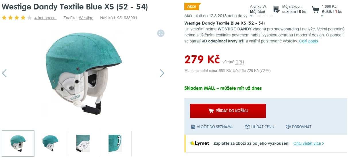Helma na lyže i snowboard Westige Dandy XS