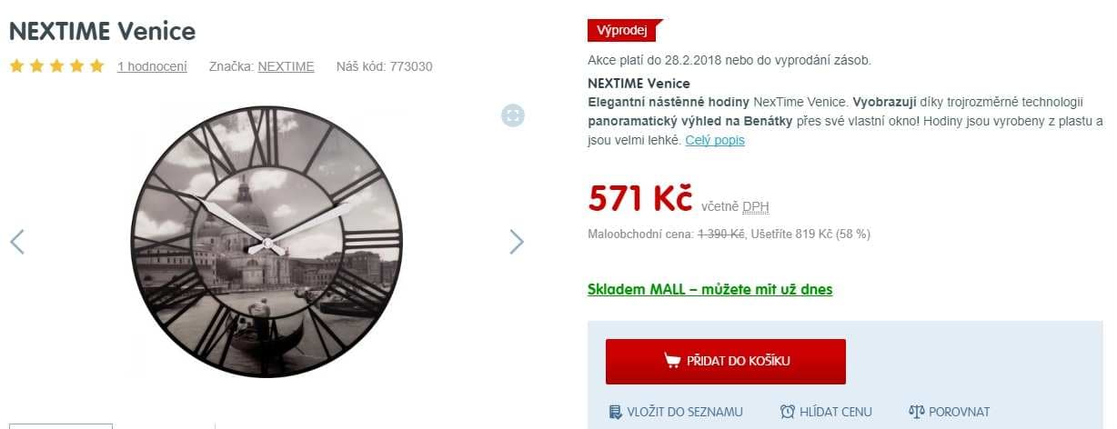 Nástěnné hodiny Nextime Venice 40 cm