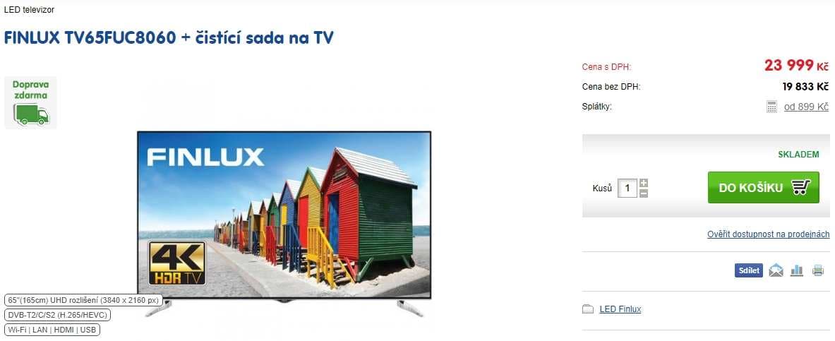Ultra HD TV, HDR, Smart, 165cm, Finlux