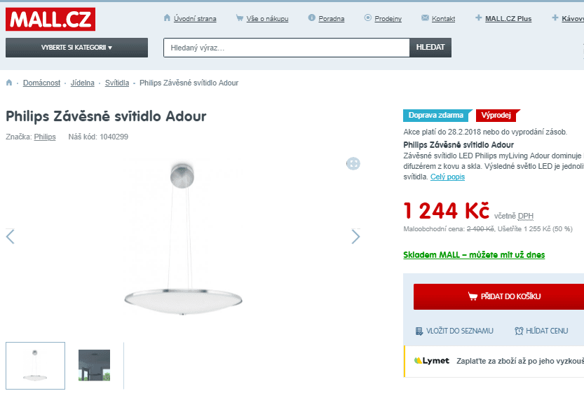 Závěsný lustr LED Philips Adour