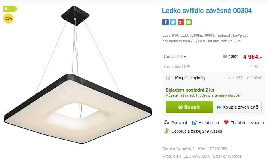 Závěsný lustr Ledko Pesseto, 75 cm