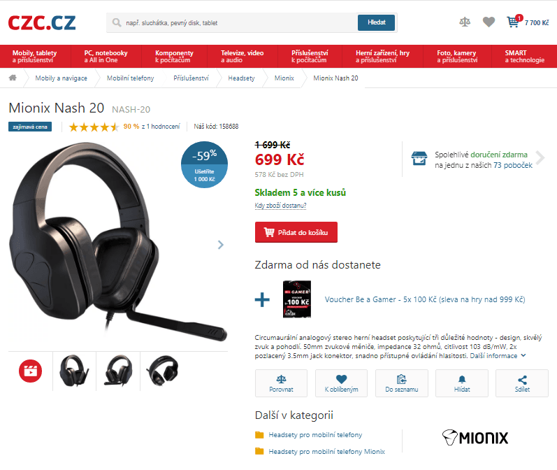 Herní sluchátka Mionix Nash 20