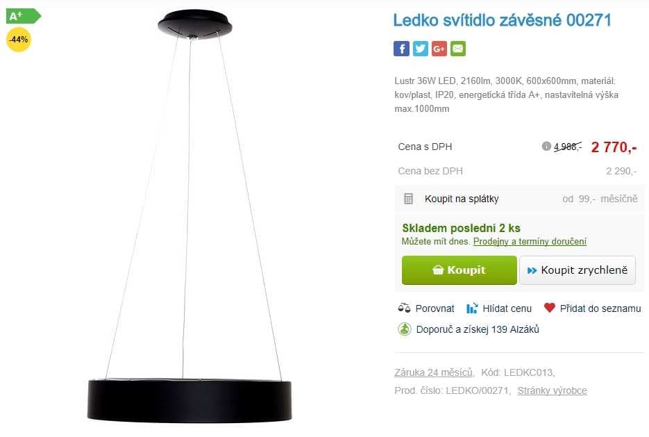 Závěsný lustr Ledko Ringino, 60cm