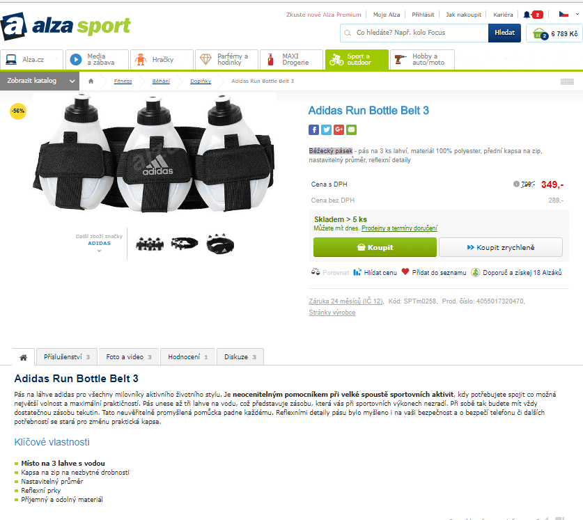 Běžecký pás na lahve Adidas Run